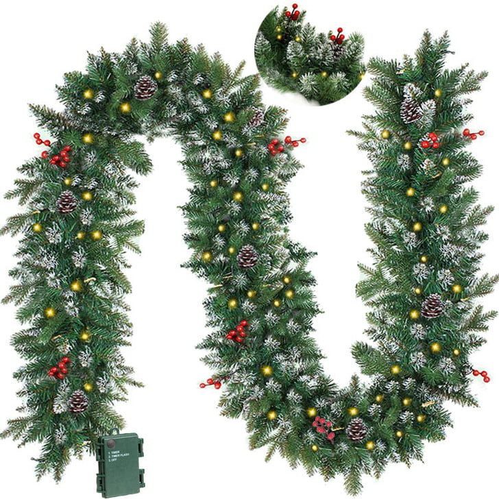 Melliful 9FT Pre-Lit Christmas Garland with Lights, Red Berries Branc –  Homesmartcamera