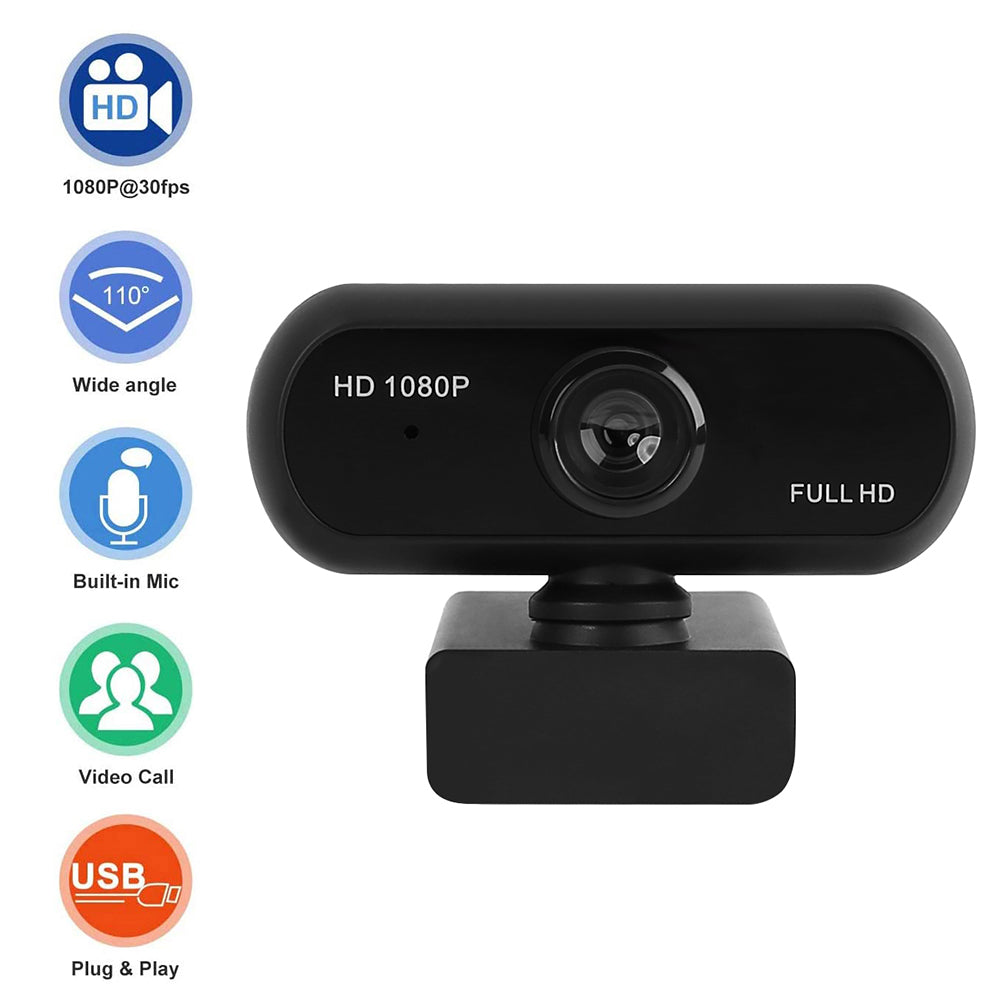 US inventory 1MP Web Camera HD 720P Webcam Built-in Microphone Manual Focus  High-end Video Call Web Camera CMOS 1280 x 720 Dynamic Resolution for PC  Laptop Skype , Black 