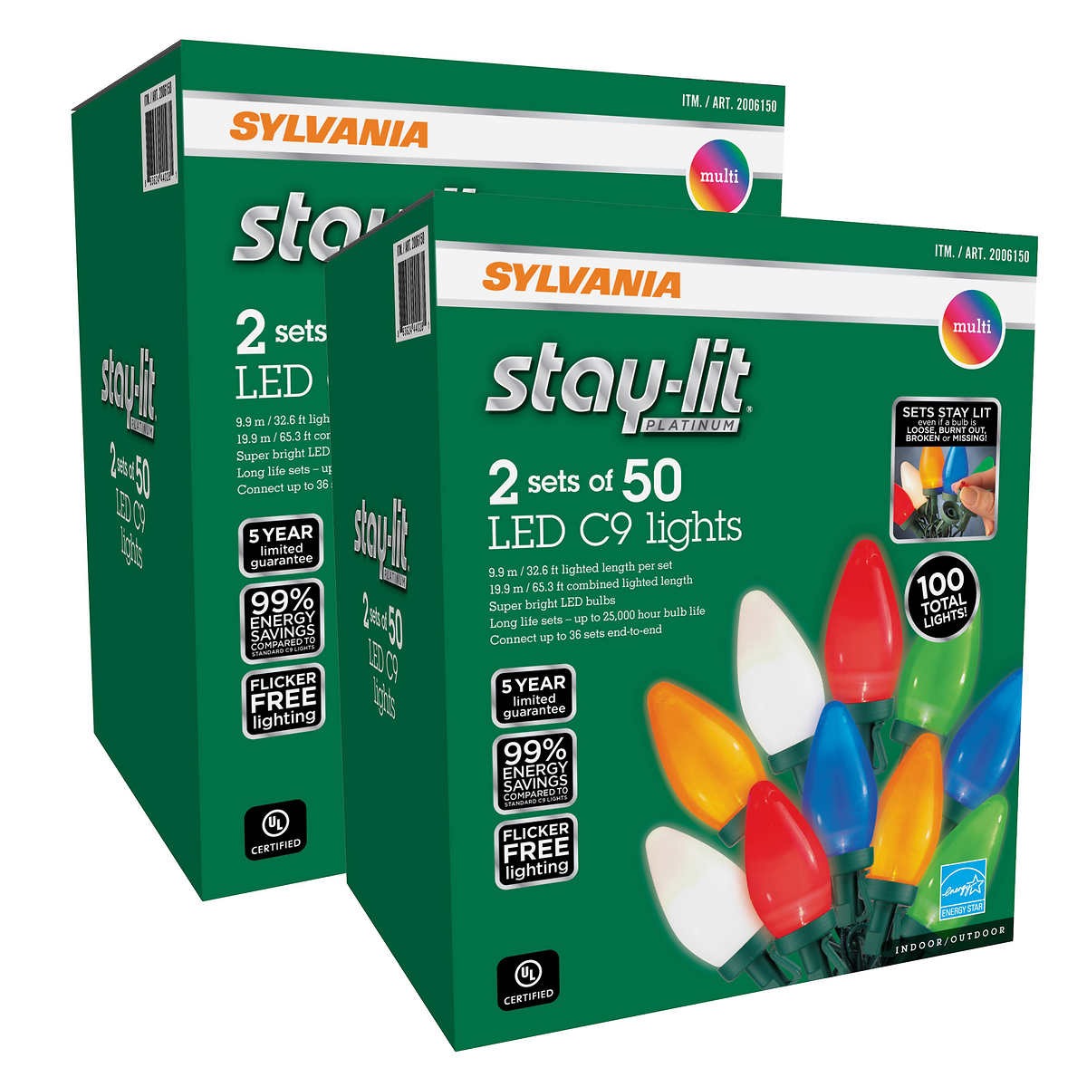 Sylvania Stay lit C9 LED Light Set 4 Sets of 50 Homesmartcamera