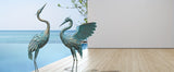 33-37 Inch Iron Crane Statue Set, Retro Spread-winged Garden Decoration, 2 Pc
