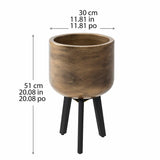 Stylecraft Cement Planter with Wood Legs, 11.8" Dia. x 20.08" H