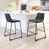 Zuo Modern Kai Chairback Barstool, Vintage Brown Smart Counter Chair 2-Pack