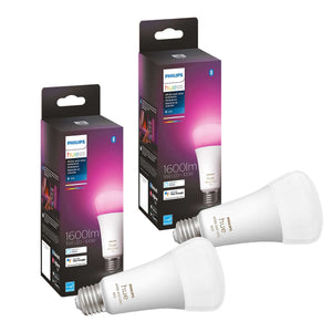 Philips Hue 100W White and Color Ambiance A21 LED Bulbs, 2-pack