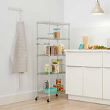 TRINITY Basics EcoStorage Pantry Rack, 5-Tier NSF Certified Rack with Sidehandle Dividers & Wheels