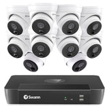 SWANN 4K UHD 16-Channel 10-PoE Dome Cameras, 2TB NVR Wired Security System