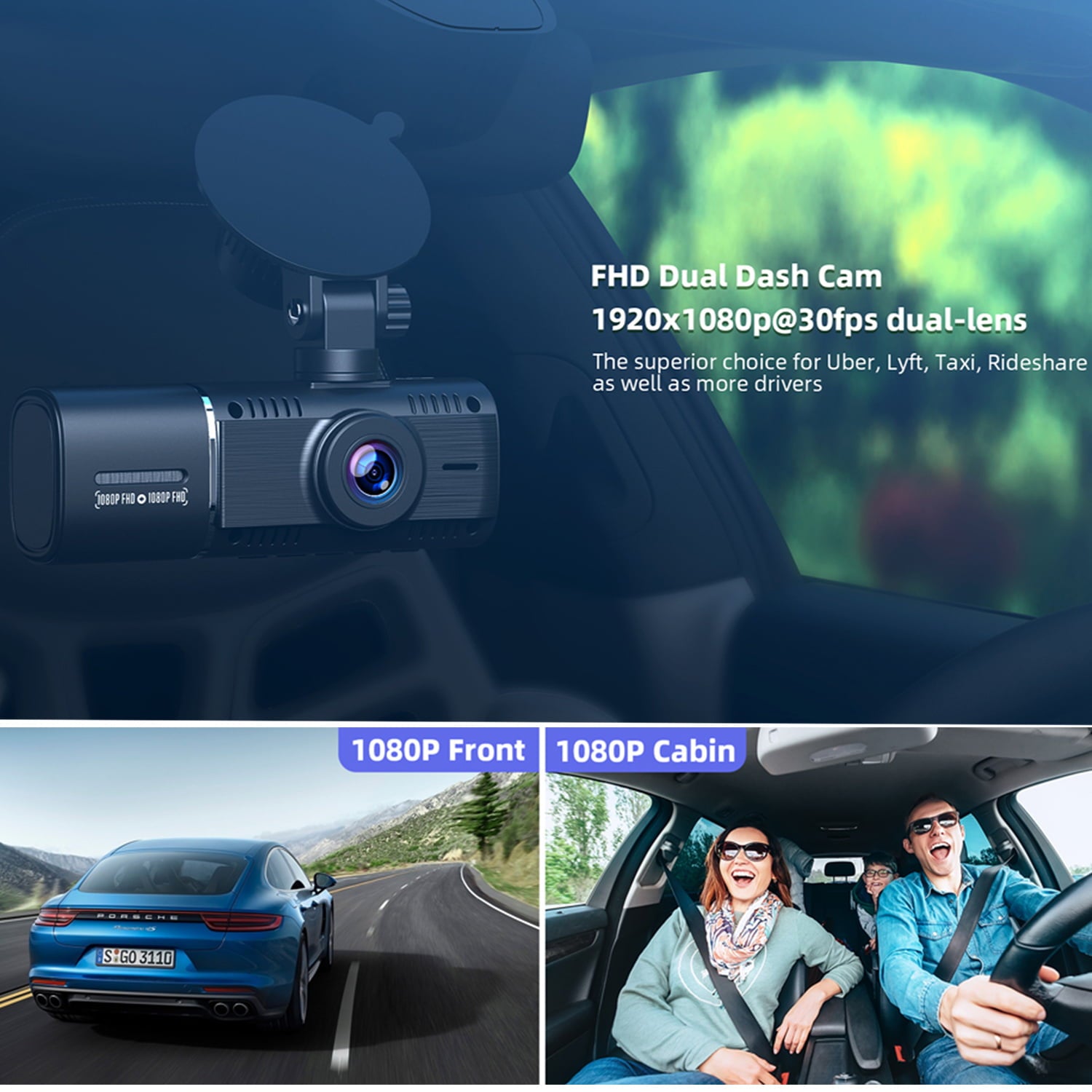 BuyOnline365.com - TOGUARD Uber Dual Dash Cam FHD 1080P+1080P Front and  Rear View Car #Camera 2 LCD 340° Outside and Inside Dual Dashboard #Camera  with #Sony Sensor, Loop Recording, Parking Mode for