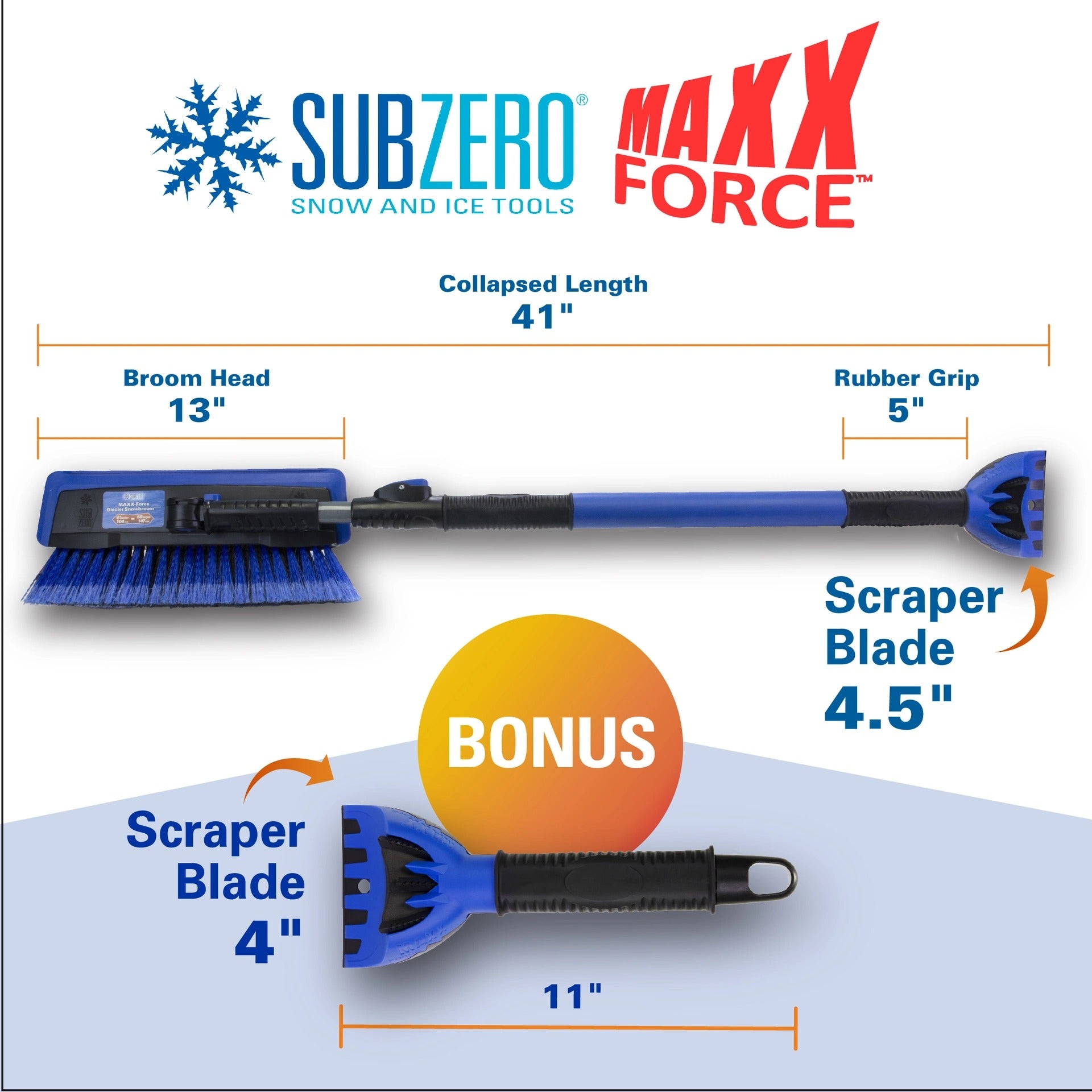 MAXX-Force Glacier 58” Extendable Snowbrush and Ice Scraper