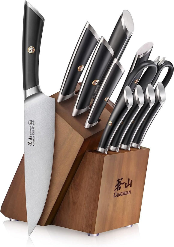 Cangshan L Series 12 Piece Knife Block Set, Hand Sharpened Blade German Steel