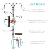 91in Best Choice Products 4-Hook Birdfeeder Station, Steel Multi-Feeder Stand w/ 2 Feeders