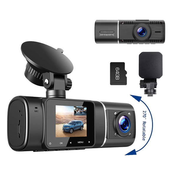  iiwey T1-pro Dash Cam Front and Rear Inside 3 Channel 1080P,  Adjustable Lens Dash Camera for Cars with 8 IR Lamps Night Vision, Three  Ways Triple Car Camera, Loop Recording, G-Sensor
