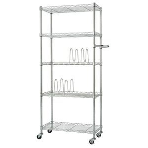 TRINITY Basics EcoStorage Pantry Rack, 5-Tier NSF Certified Rack with Sidehandle Dividers & Wheels