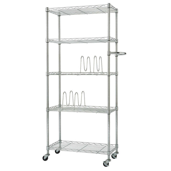 TRINITY Basics EcoStorage Pantry Rack, 5-Tier NSF Certified Rack with Sidehandle Dividers & Wheels