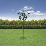 Teamson Home Outdoor Solar Tulip and Butterfly Kinetic Windmill Sculpture with LED Light, Teal