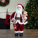Northlight 24"H Traditional Santa Christmas Figure with a Plush Bear