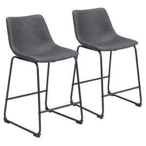 Zuo Modern Kai Chairback Barstool, Vintage Brown Smart Counter Chair 2-Pack