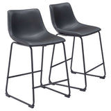 Zuo Modern Kai Chairback Barstool, Vintage Brown Smart Counter Chair 2-Pack