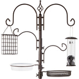 91in Best Choice Products 4-Hook Birdfeeder Station, Steel Multi-Feeder Stand w/ 2 Feeders