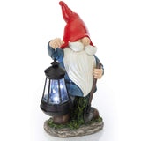 VP Home Earnest Garden Gnomes with Solar Powered Lantern