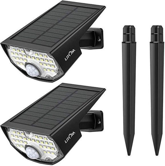 Litom Solar LED Motion Sensor Landscape Spotlights, 2-Pack