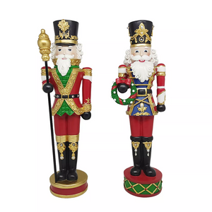 16" Nutcracker with Wreath and Nutcracker with Scepter,  Set of 2