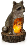 VP Home Mom and Baby Rustic Raccoons with Solar LED Light