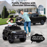 Funtok Licensed Chevrolet Silverado 12V Kids Electric Powered Ride on Toy Car with Remote Control & Music Player