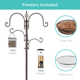 91in Best Choice Products 4-Hook Birdfeeder Station, Steel Multi-Feeder Stand w/ 2 Feeders