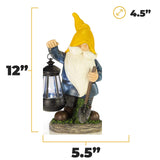 VP Home Earnest Garden Gnomes with Solar Powered Lantern