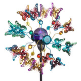 Alpine Corporation 61" Metal Butterfly Wind Spinner with Solar-Powered LED Lights