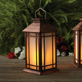 Mainstays Decorative Bronze Solar Outdoor Lantern With Flickering Flame LED Light