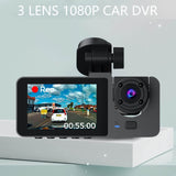 1080P 3 Channel Front & Rear Inside Dash Camera, 24 Hours Parking Monitor