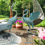 33-37 Inch Iron Crane Statue Set, Retro Spread-winged Garden Decoration, 2 Pc