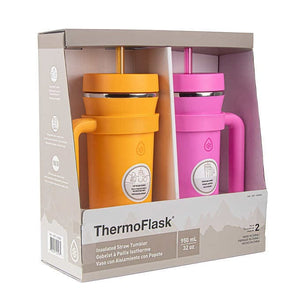 ThermoFlask 32oz Insulated Standard Straw Tumbler with Handles, 2-pack