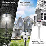 WeGuard Solar Glass Stainless Steel Pathway Lights, 8 Pack 16 Lumens Patterned Light