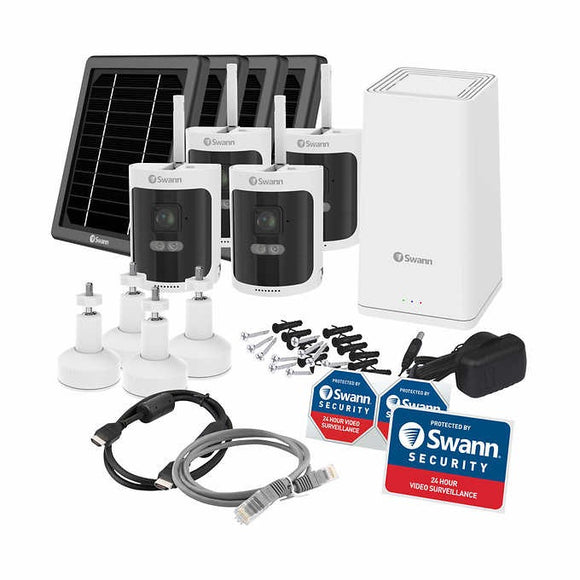 Swann AllSecure650 2K Wireless 4-Cam Security System with Solar Panels