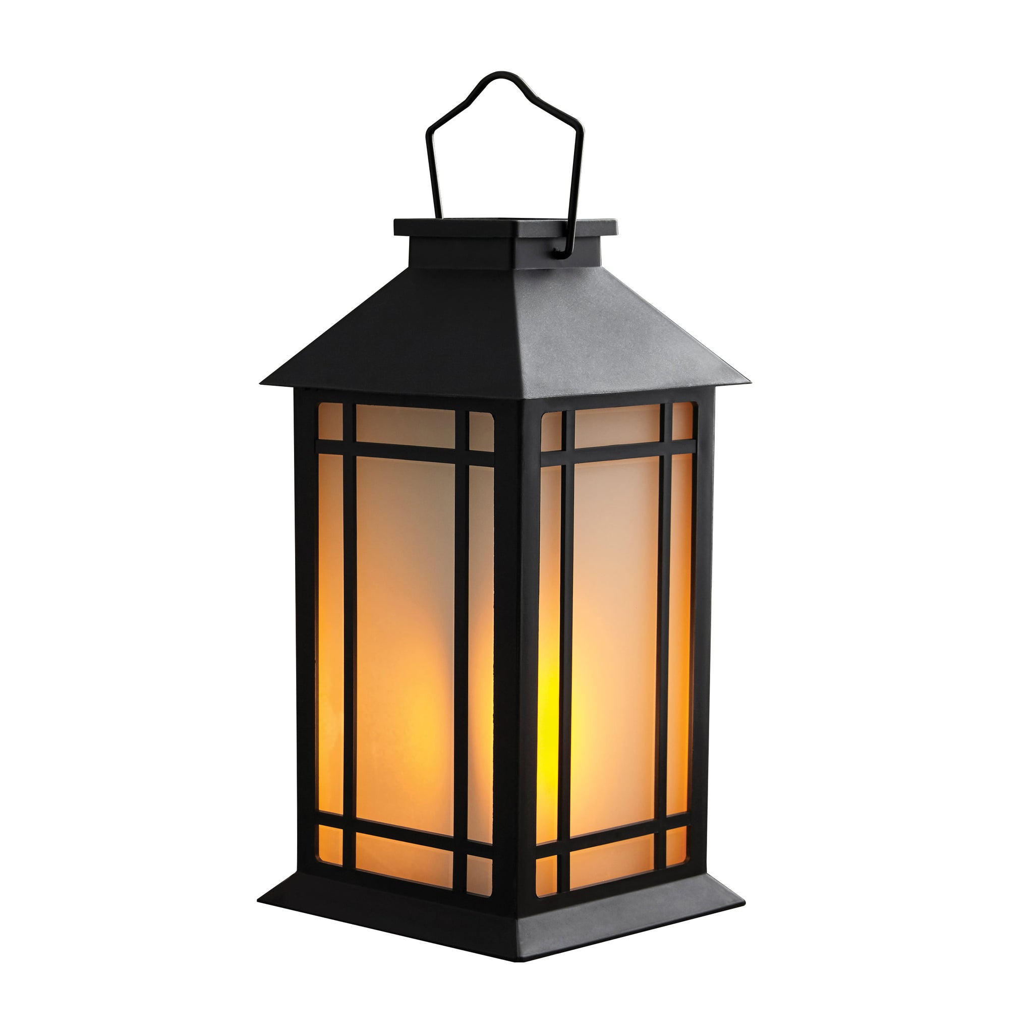 Mainstays Decorative Bronze Solar Outdoor Lantern With Flickering Flame LED  Light