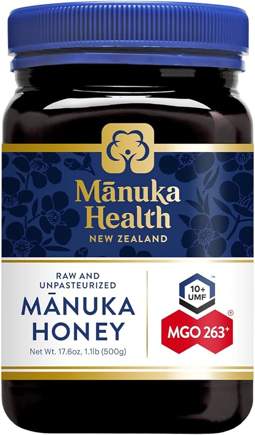Manuka Health UMF 10+/MGO 263+ Raw Manuka Honey, 500g/17.6oz Authentic Raw Honey