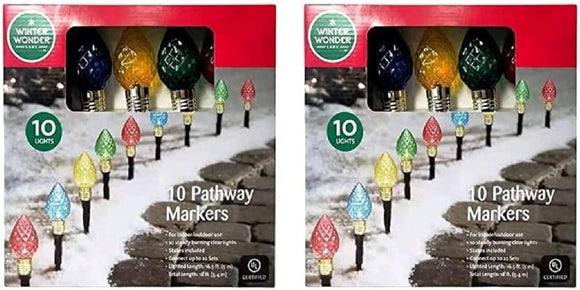 Winter Wonder Lane Multi-Color Light Bulb Pathway Markers,  2 Pack Total 20 Light