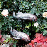 Verdigris Metal Fish Statue, 2-pack