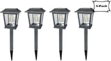 Solar Square Matte Metal Pathway Light with Faux Retro Edison Bulb, 4 Pack Warm White Lighting