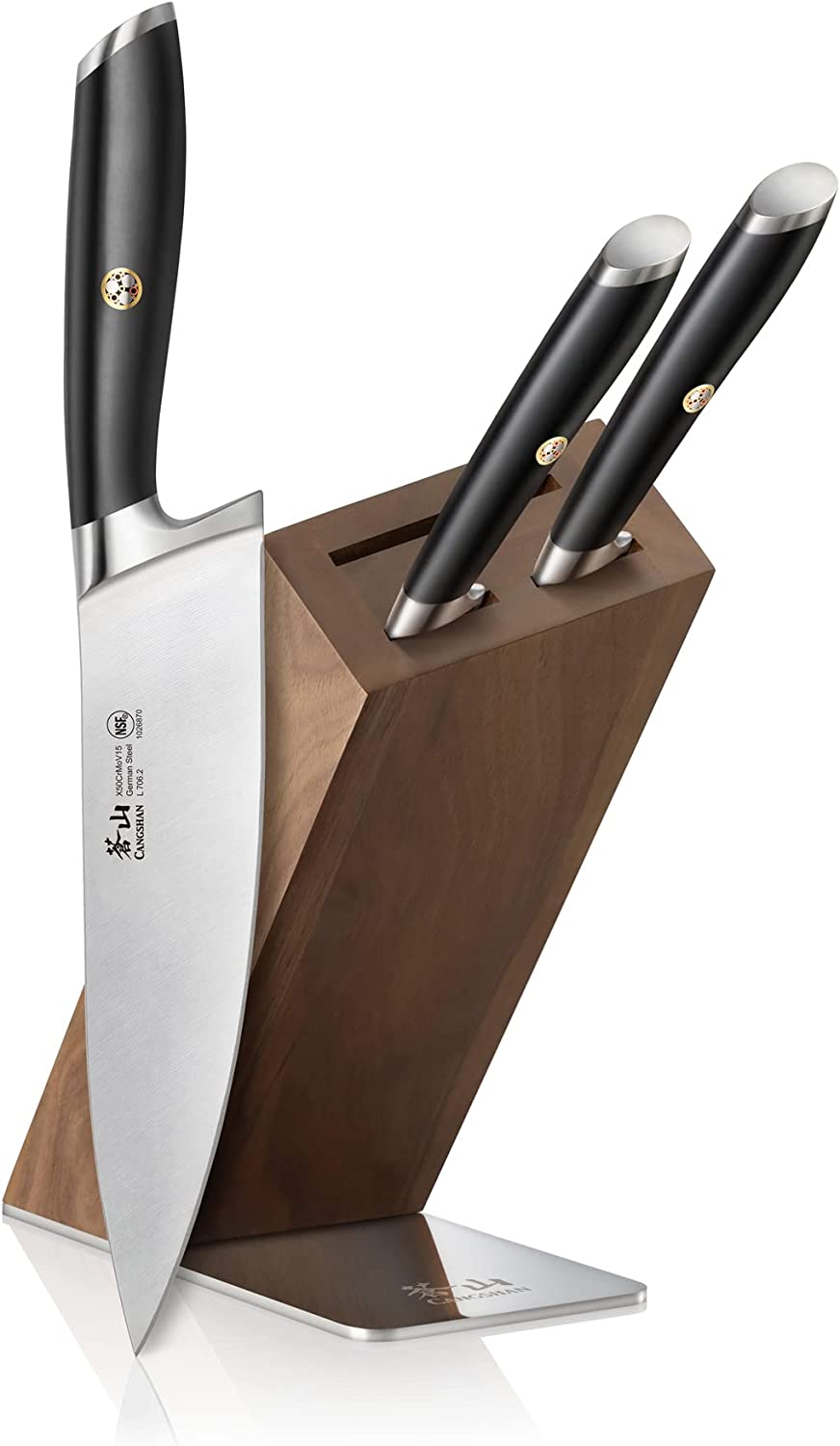 Cangshan Cutlery L Series Cleaver Knife Block 7 Pc. Set, Black