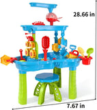 3-Tier Sand and Water Play Table Toys for Toddlers Kids, 32.5"x25"x16.5"