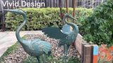 33-37 Inch Iron Crane Statue Set, Retro Spread-winged Garden Decoration, 2 Pc