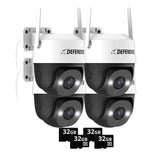 Defender Guard Pro 360-Degree PTZ 2K/4MP Wi-Fi Plug-In Power Security Camera, 4-pack