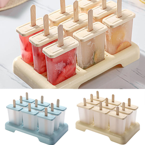 9 Piece Popsicle Molds Ice Pop Mold Reusable Ice Cream Maker, DIY Popsicle for Home