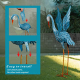 Garden Decor Blue Heron Sculptures Great Yard Decor, 2 Pcs Standing Blue Metal Heron Statues