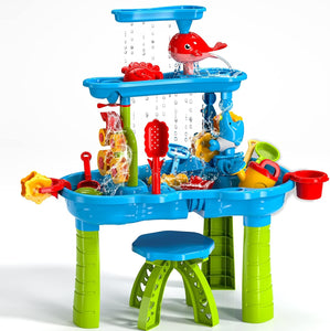 3-Tier Sand and Water Play Table Toys for Toddlers Kids, 32.5"x25"x16.5"