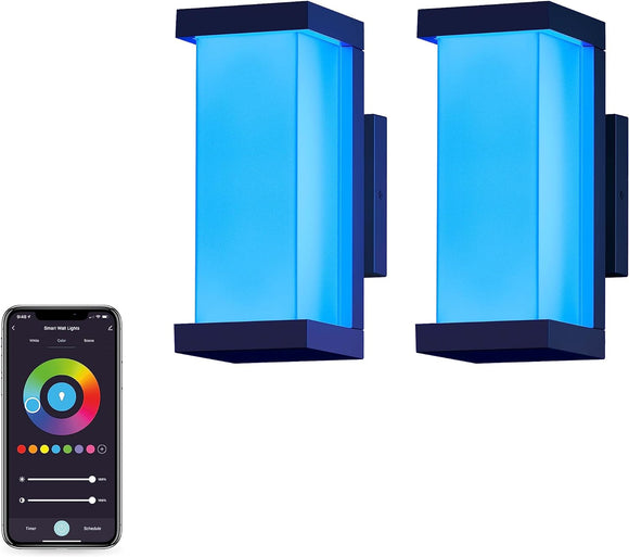 Atomi Smart WiFi LED Color Wall Sconce Lights, 2-pack