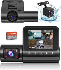 3 Channel 4K Dash Cam, Dash Cam Front and Rear with Night Vision and 32GB SD