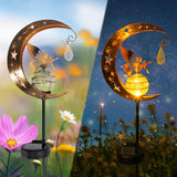 Moon Fairy Glass Globe Solar Stake Light with Angel Decor